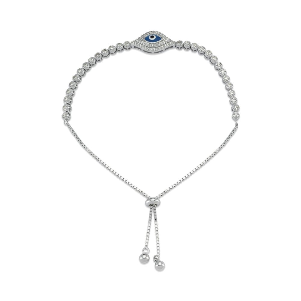 925 Silver Cubic Zirconia Evil Eye Toggle Bracelet