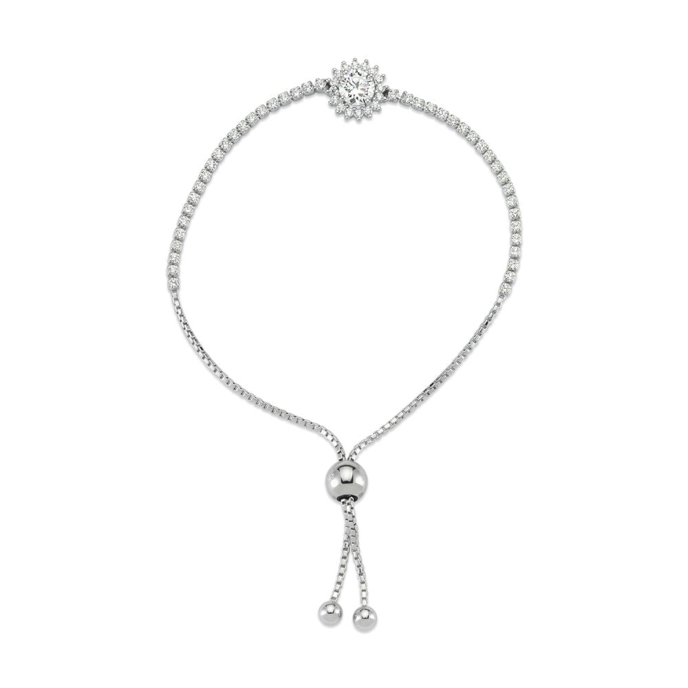 925 Silver Cubic Zirconia Cluster Toggle Bracelet