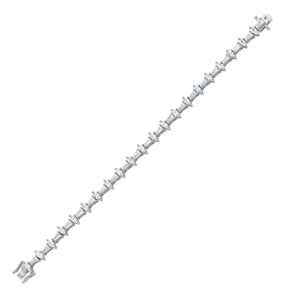 925 Silver Baguette & Marquise Cubic Zirconia Bracelet