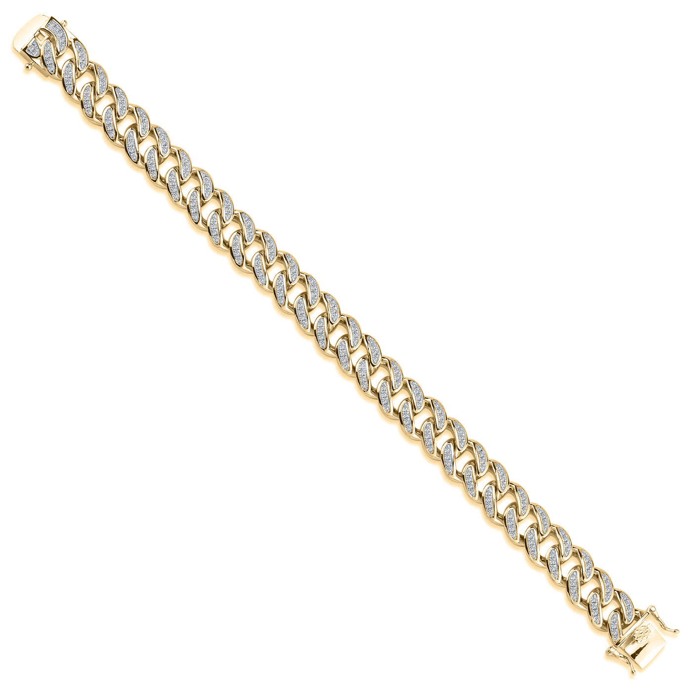 925 Silver Gold Plated CZ Set Cuban Bracelet
