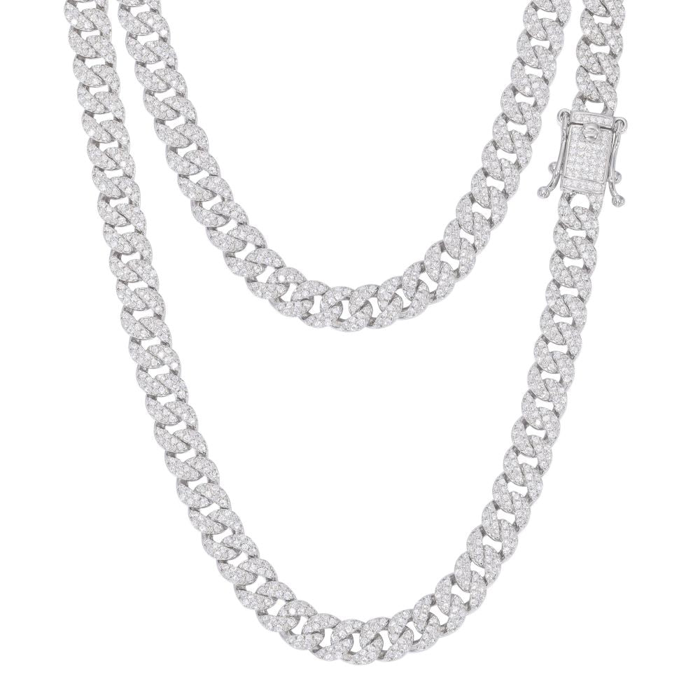 925 Silver Cubic Zirconia Set Cuban Chain 6.0mm