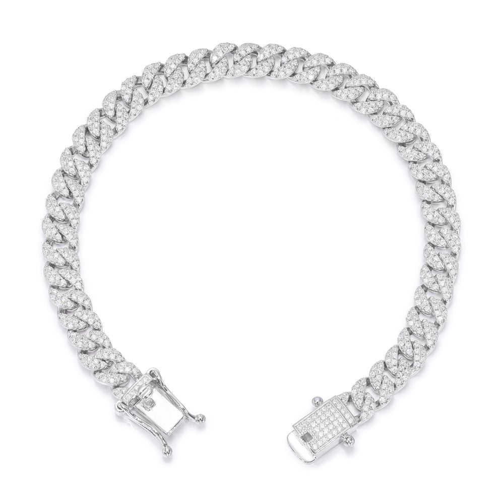 925 Silver Cubic Zirconia Set Cuban Chain 6.0mm