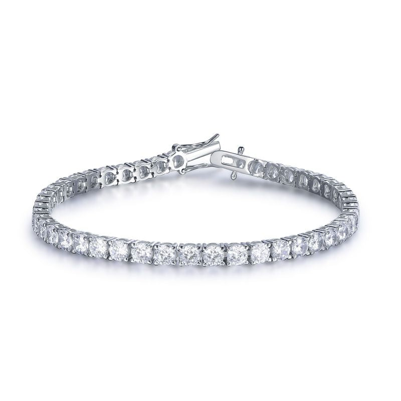 925 Silver Cubic Zirconia Set Tennis Bracelet 4.0mm