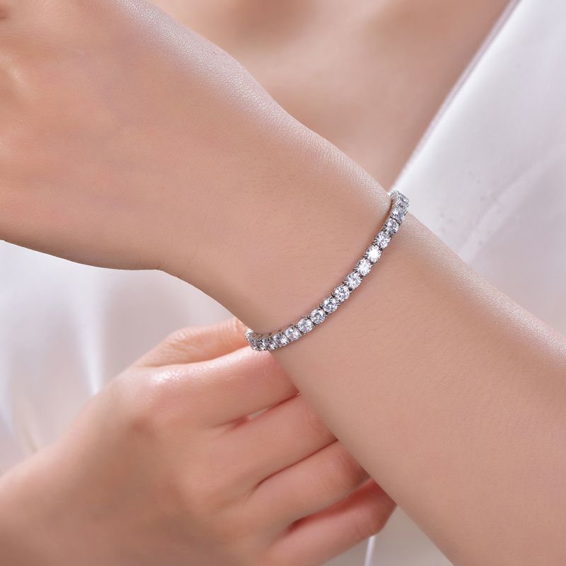 925 Silver Cubic Zirconia Set Tennis Bracelet 4.0mm