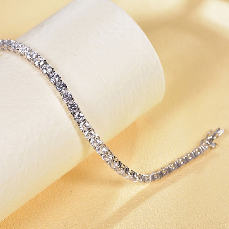 925 Silver Cubic Zirconia Set Tennis Bracelet 4.0mm