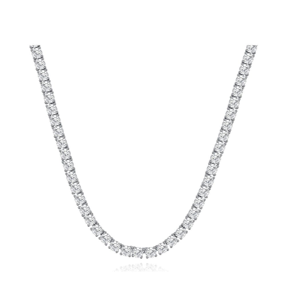 925 Silver Cubic Zirconia Set Tennis Necklace 4.0mm 17 Inch