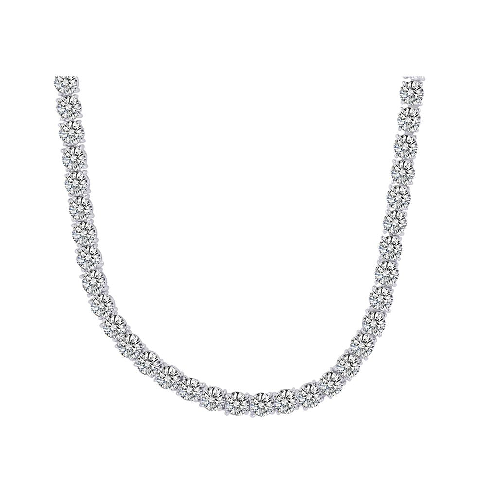 925 Silver Cubic Zirconia Set Tennis Necklace 6.0mm 17 Inch