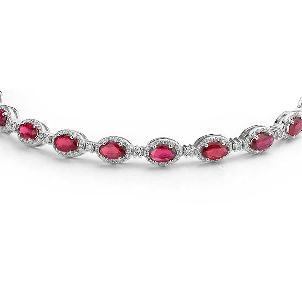 925 Silver Cubic Zirconia Ruby and White Stone Bracelet