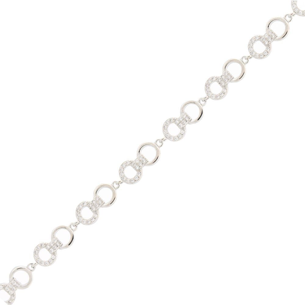 925 Silver Rhodium Plated Cubic Zirconia Set Bracelet
