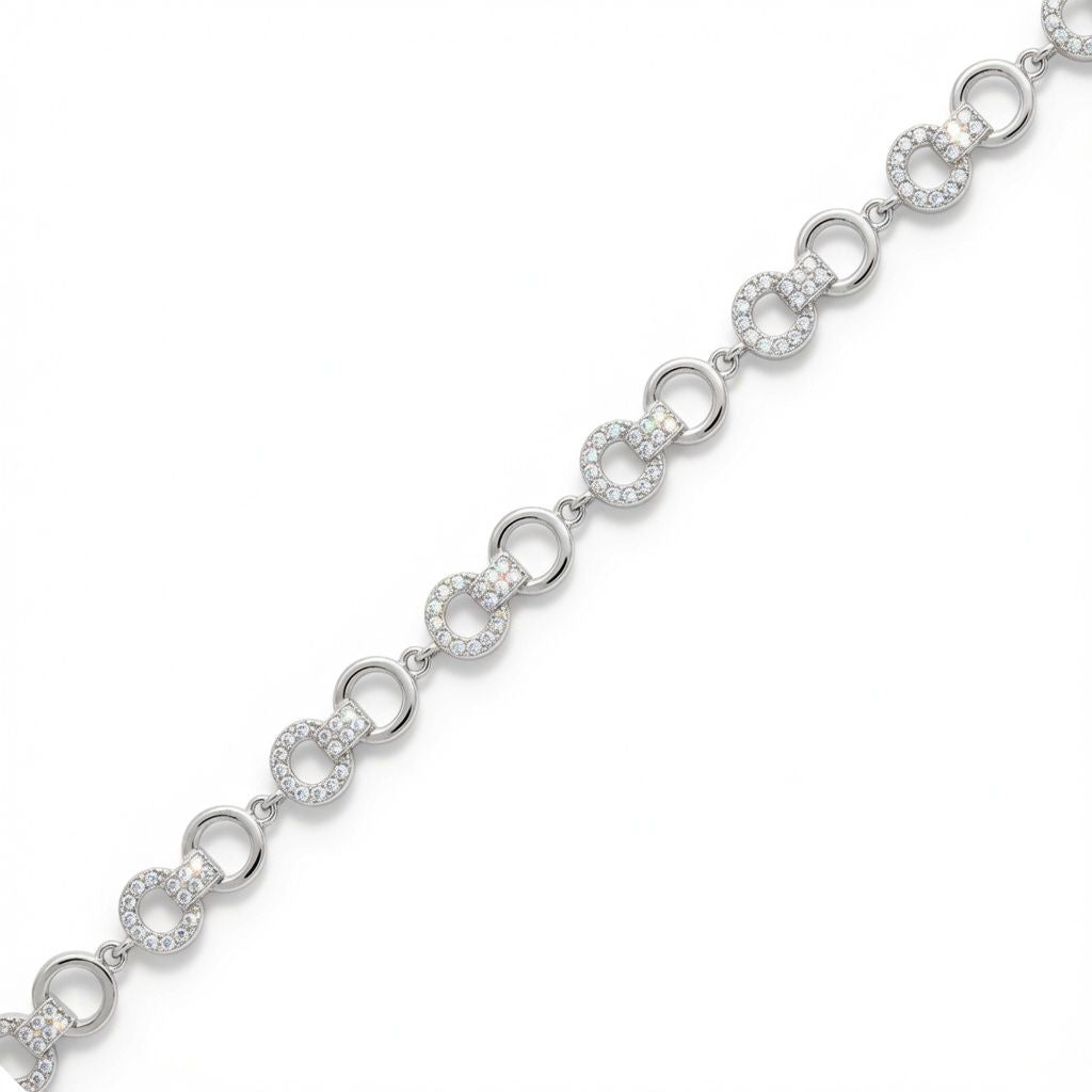925 Silver Rhodium Plated Cubic Zirconia Set Bracelet