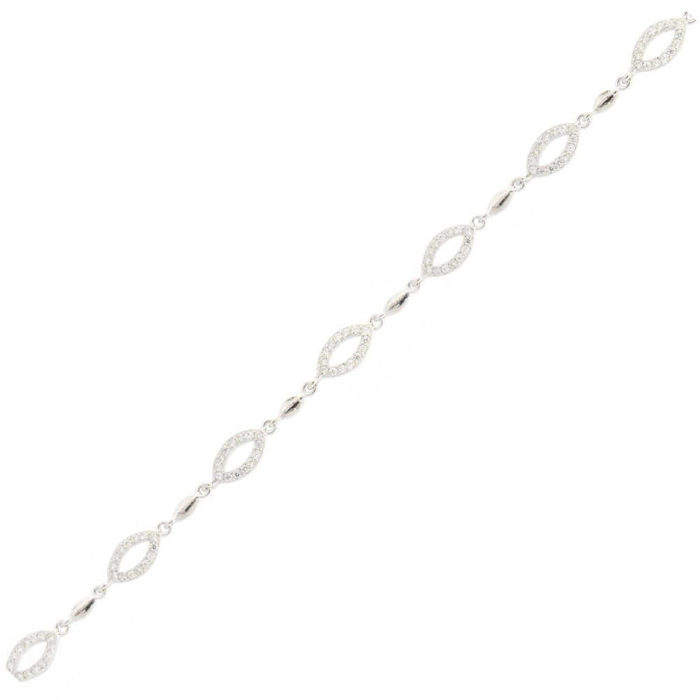925 Silver Rhodium Plated Cubic Zirconia Set Bracelet