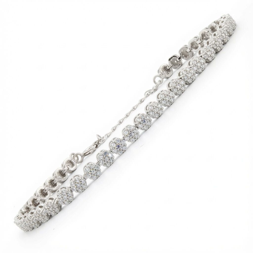 925 Silver Rhodium Plated Cubic Zirconia Set Bracelet