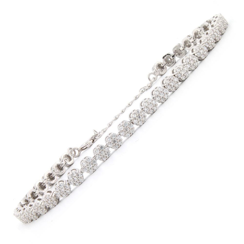 925 Silver Rhodium Plated Cubic Zirconia Set Bracelet