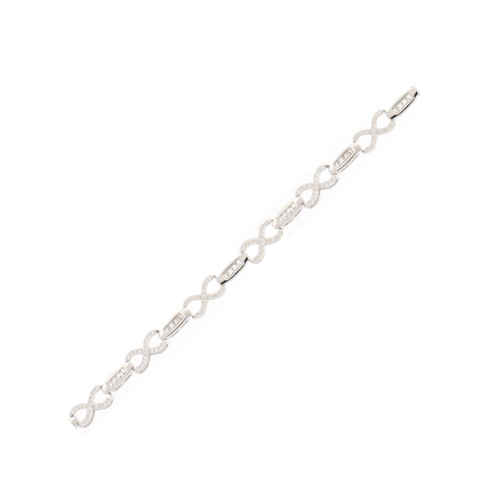 925 Silver Rhodium Plated Cubic Zirconia Set Bracelet