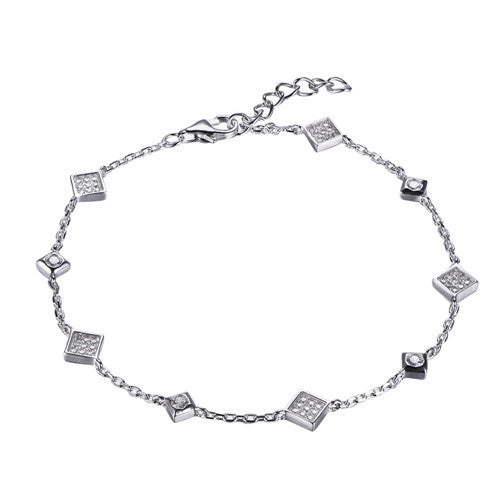 925 Silver Rhodium Plated Cubic Zirconia Set Bracelet