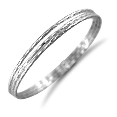 925 Silver 3 Strand Diamond Cut Slave Bangle