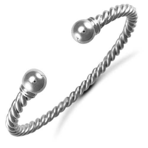 925 Silver Twisted Torque Bangle Gents
