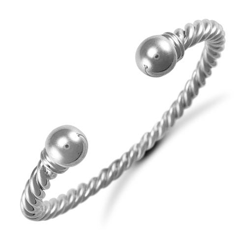 925 Sterling Silver Twisted Torque Bangle