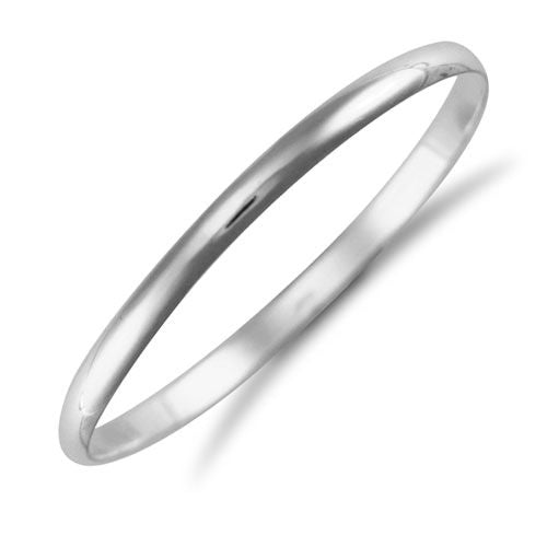 925 Sterling Silver D-Shape Slave Bangle