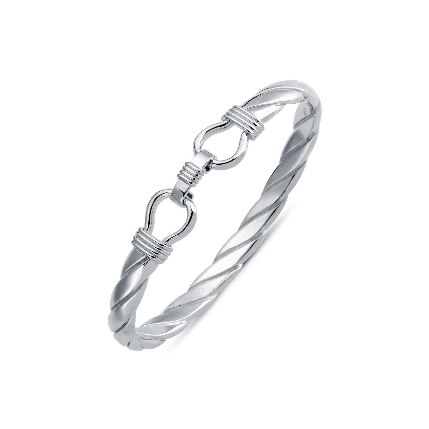925 Silver Twisted D Shape Wire Stirrup Bangle