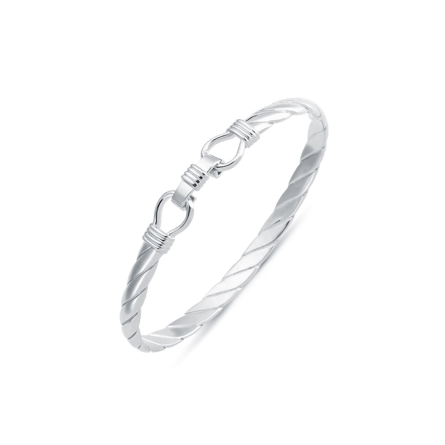 ABG059 | 925 Slver Twisted D Shape Wire Stirrup Bangle