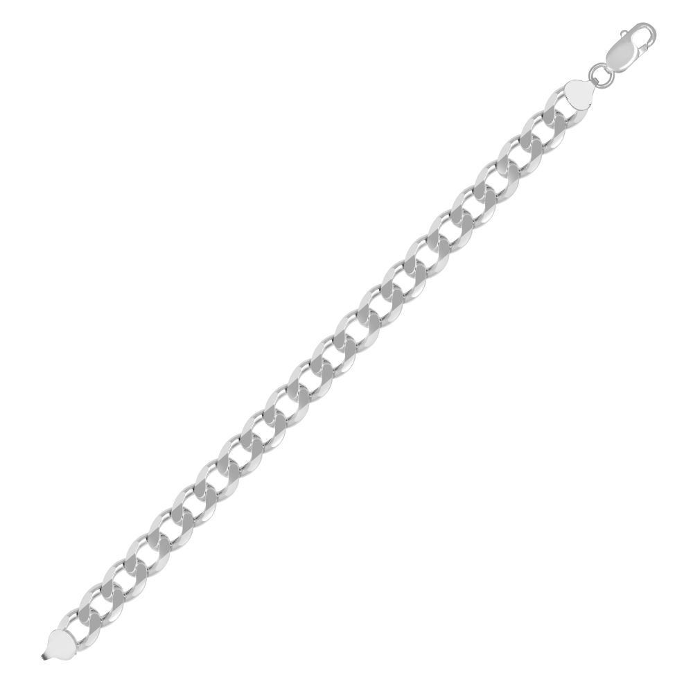 925 Silver Diamond Cut Flat Curb 9.6mm Gauge Bracelet