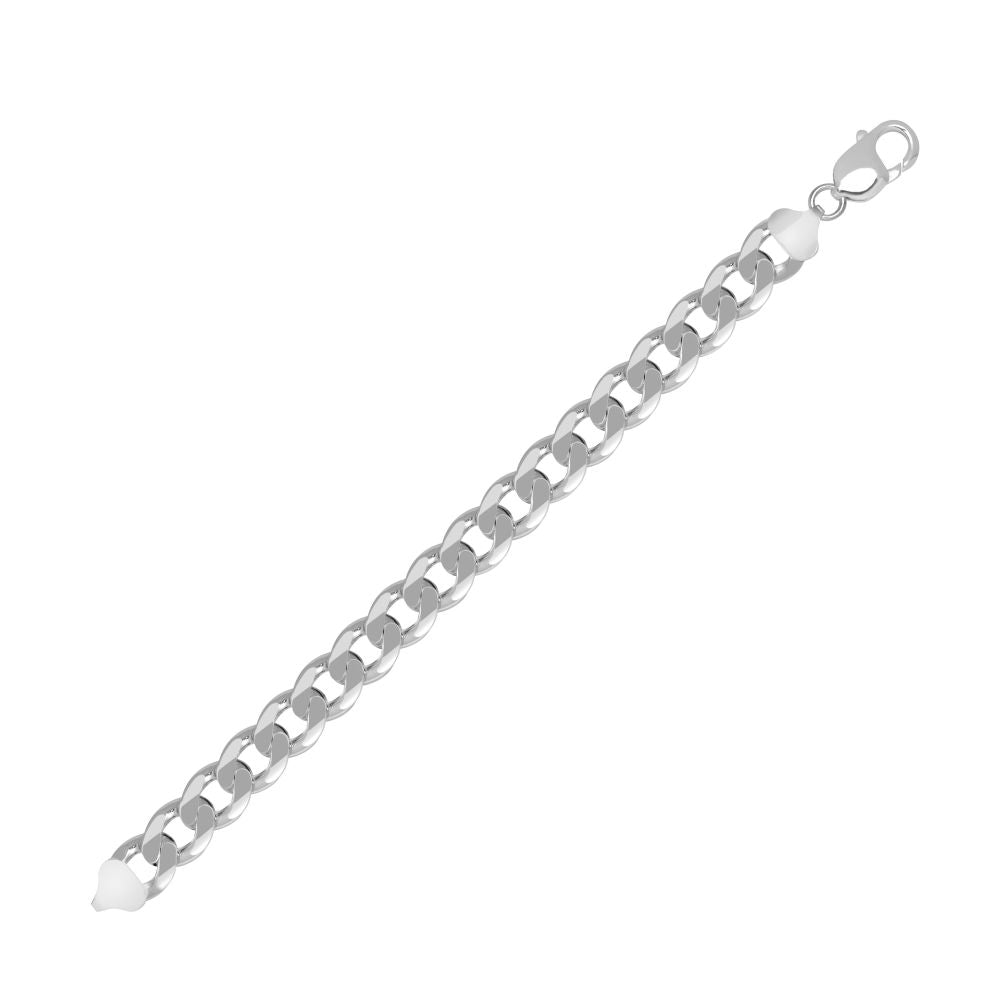 925 Silver Diamond Cut Flat Curb 10.5mm Gauge Bracelet