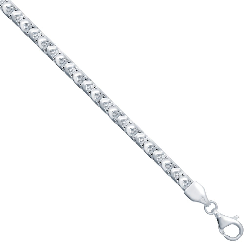 925 Silver Square Franco 4.4mm Gauge Chain