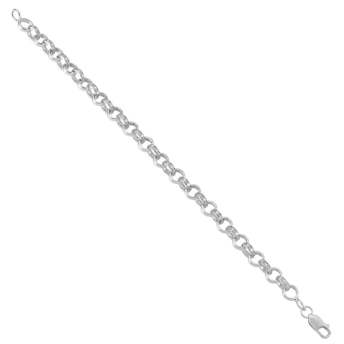 9ct Yellow Gold Cubic Zirconia set and Patterened Belcher 11mm Gauge Bracelet