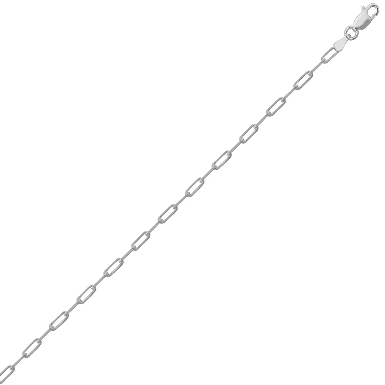 925 Silver Paperclip Chain 2.4mm Gauge Bracelet
