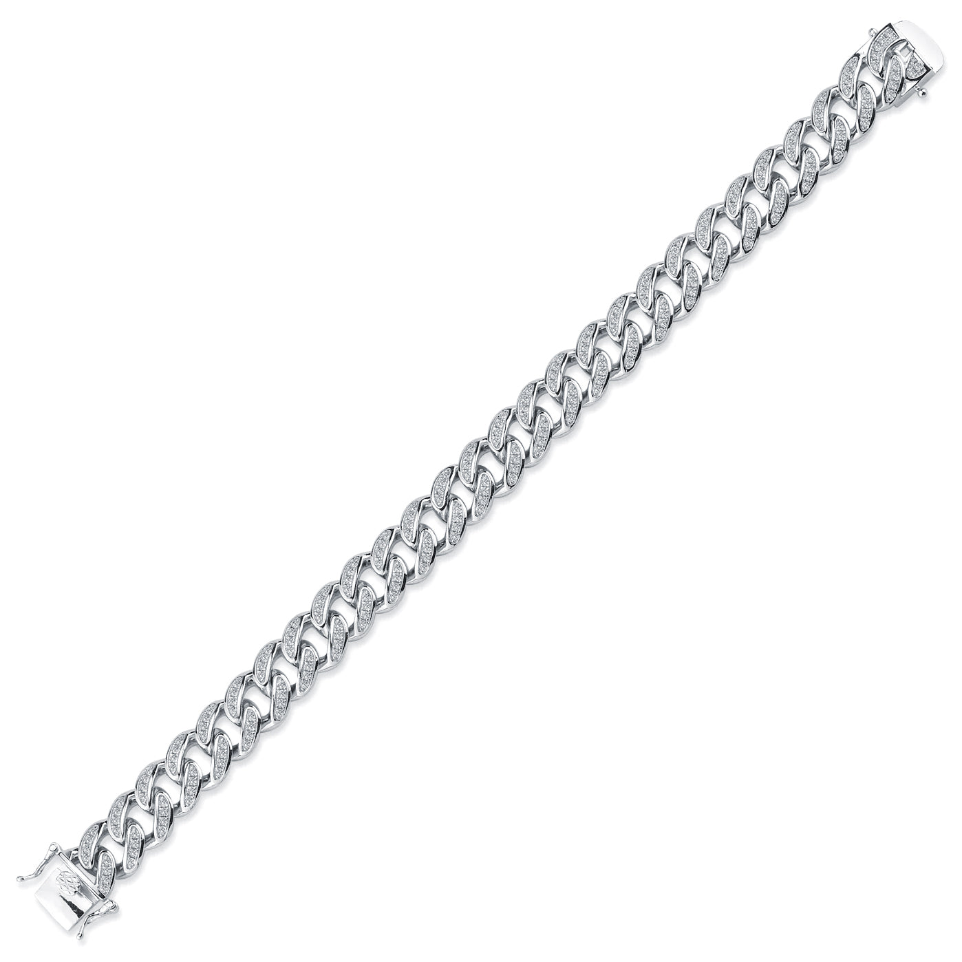 ACN045A- | 925 Silver Cubic Zirconia Set Cuban Bracelet