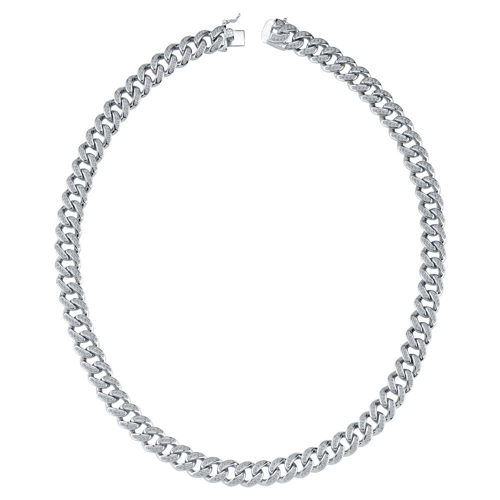 925 Silver Cubic Zirconia Set Cuban Chain