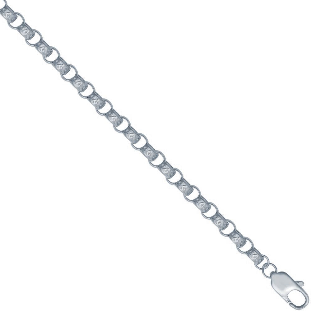 925 Silver Engraved Belcher Bracelet