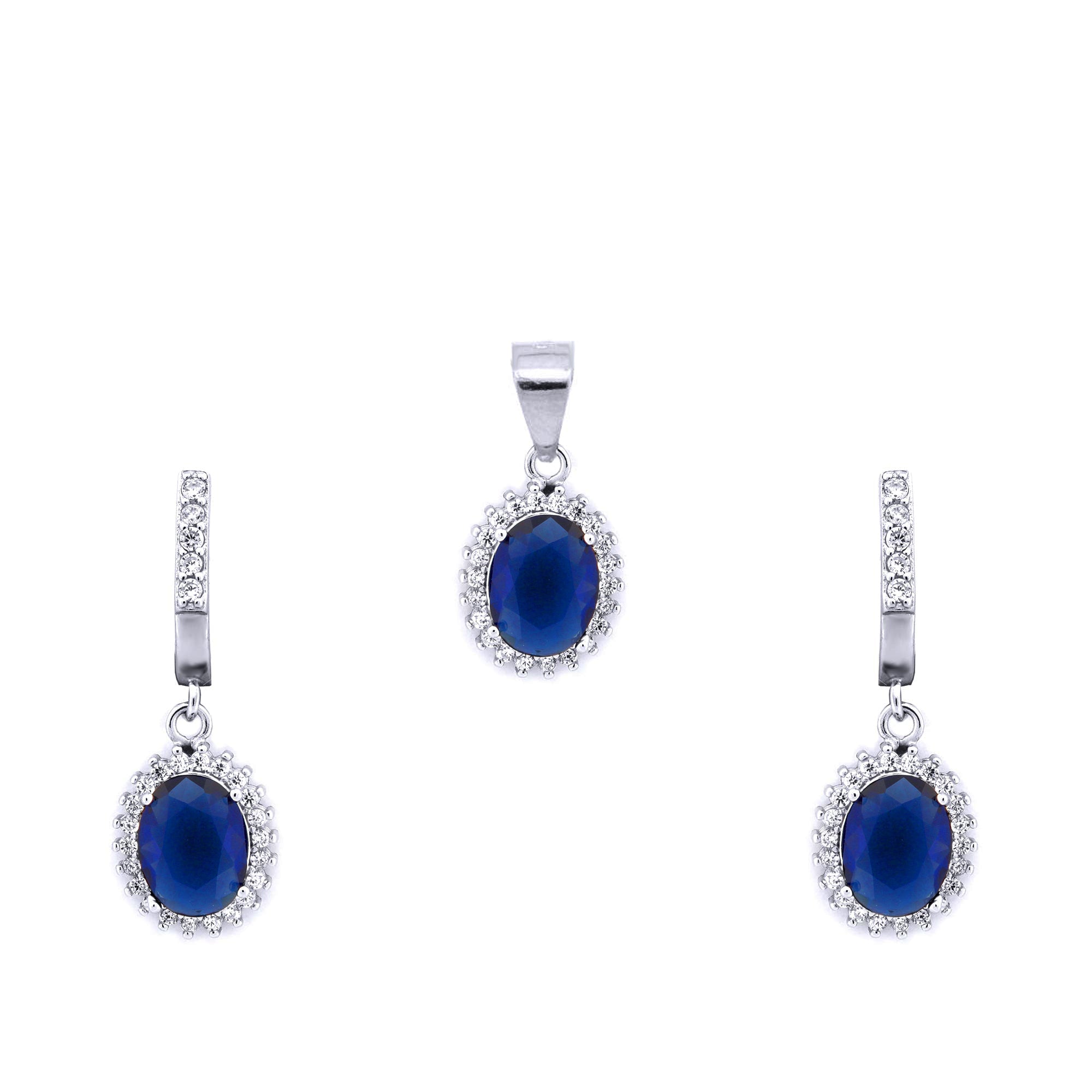 925 Silver Rhodium Plated Cubic Zirconia Princess Kate Style Earrings