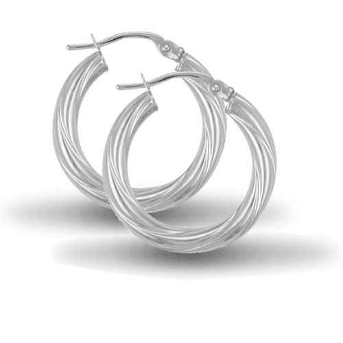 925 Sterling Silver Twist Hoop Earrings
