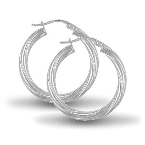 925 Sterling Silver Twist Hoop Earrings