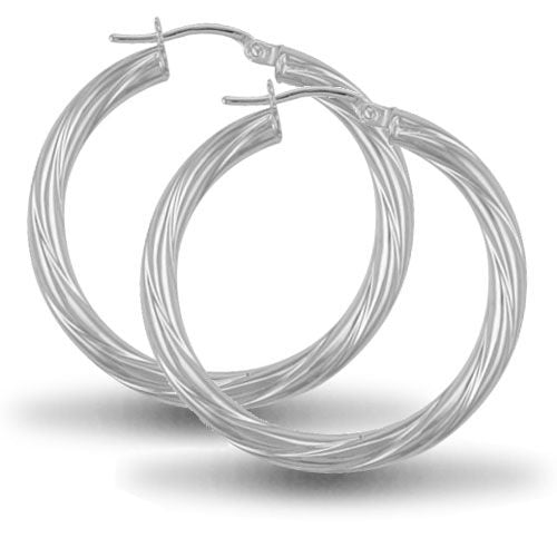 AER001D | 925 Sterling Silver Twist Hoop Earrings