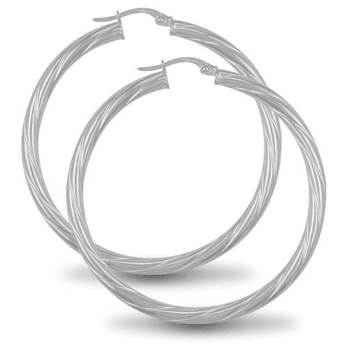 925 Sterling Silver Twist Hoop Earrings