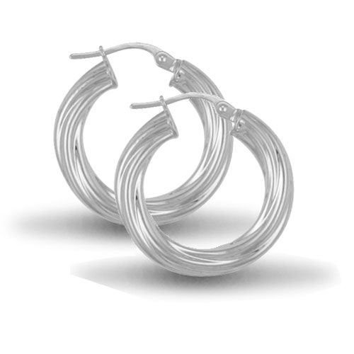 925 Sterling Silver Twist Hoop Earrings
