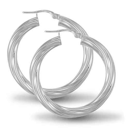 AER002C | 925 Sterling Silver Twist Hoop Earrings