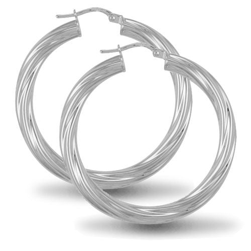 925 Sterling Silver Twist Hoop Earrings