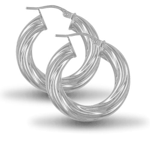925 Sterling Silver Twist Hoop Earrings
