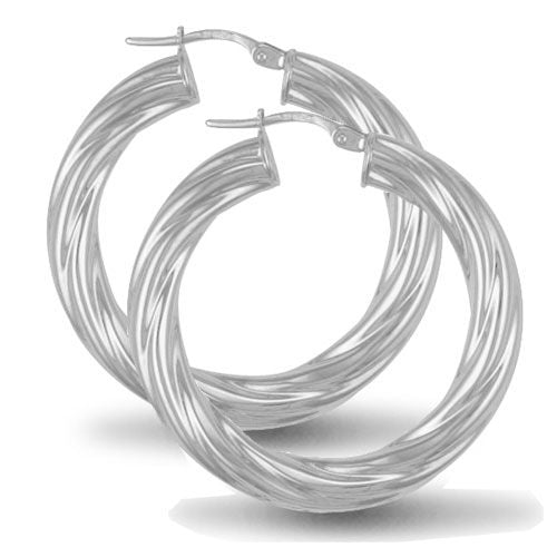 925 Sterling Silver Twist Hoop Earrings