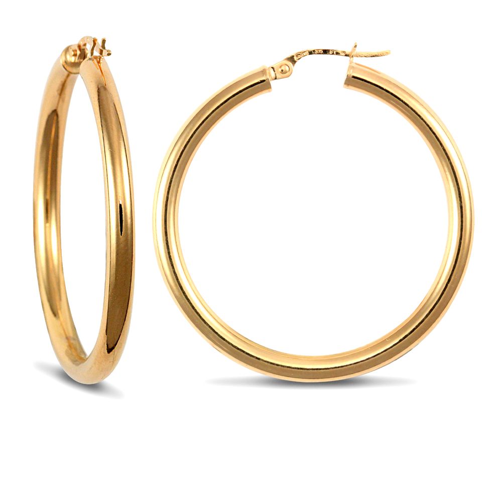 AER006D-GP | JN Jewellery 925 Sterling Silver Gold Plated 3mm polished creole Hoop Earrings