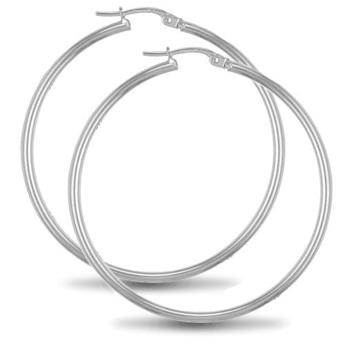 AER008A | 925 Sterling Silver Polished Hoop Earrings