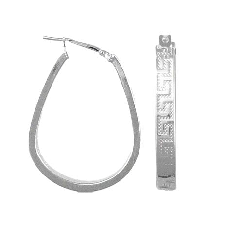 925 Silver Greek Key Hoop Earrings