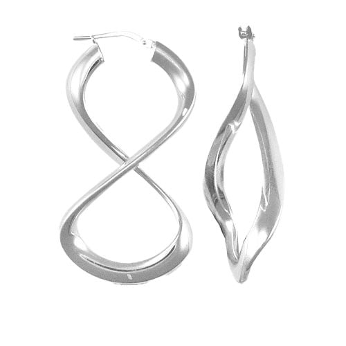 925 Sterling Silver Polished Figure of Eight Hoop Earrings