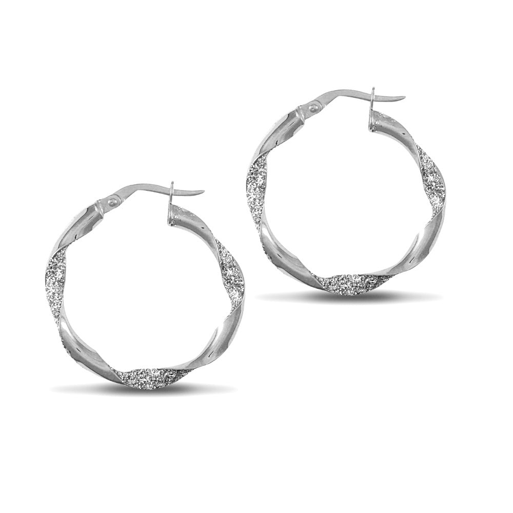 925 Silver Glitter Hoop Creole Earrings