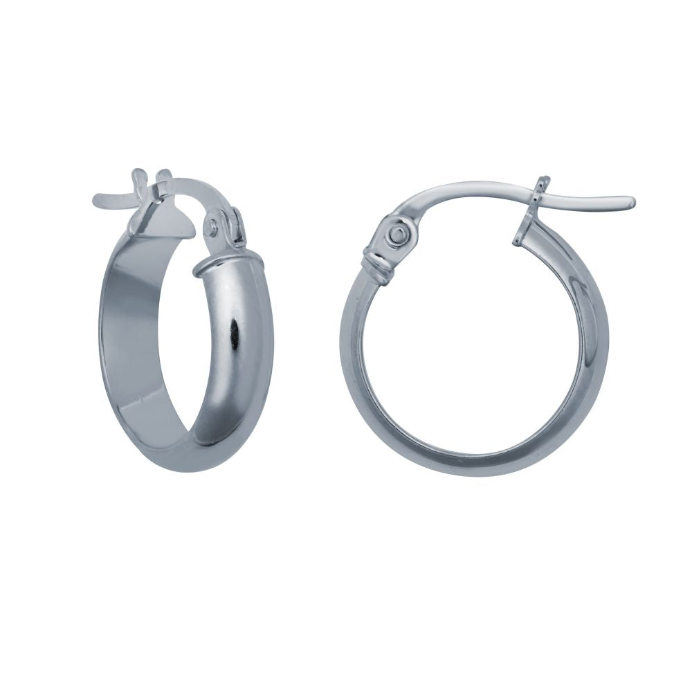 925 Sterling Silver 4mm Wedding Band Style Hoop Earrings
