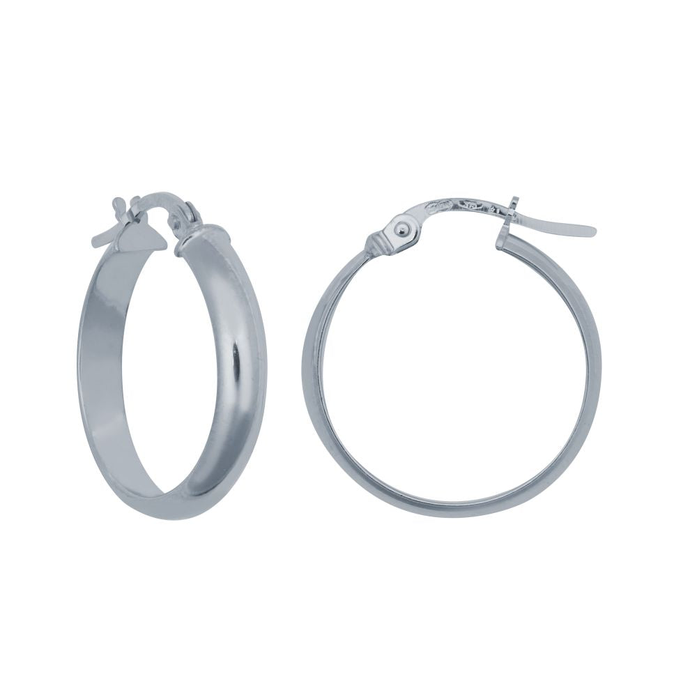 925 Sterling Silver 4mm Wedding Band Style Hoop Earrings